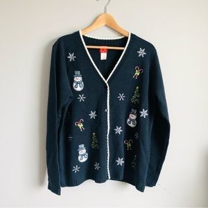 Vintage Christmas Cardigan Sweater Size XL